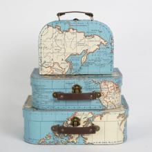 Koffer-set (3 Koffertjes) - Retro Vintage World Map 