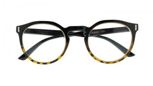 Icon Eyewear QCB352 Nemo Leesbril +2.00 - Glanzend zwart met tortoise uitloop