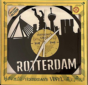 Vintage vinyl klok Rotterdam skyline
