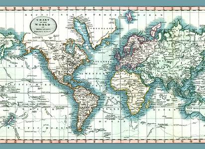 Chart of the world tapijt mercator's projection