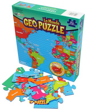 GeoPuzzle Monde 68 pièces (FR) 610 x 318 mm
