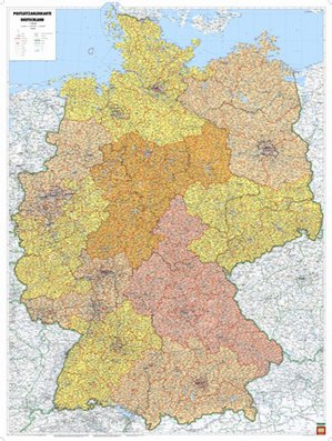 Duitsland postcode wandkaart geplastificeerd