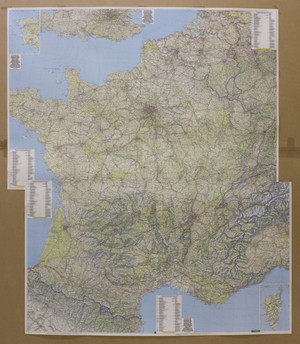 Frankrijk Noord + Zuid wandkaart geplastificeerd