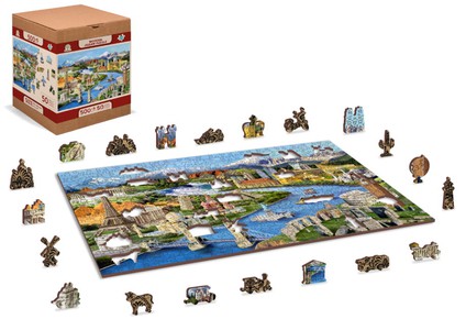 World landmarks puzzel in hout 500 stuks