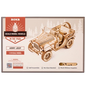 Robotime 3D Houten Bouwpakket Army Field Car / Jeep