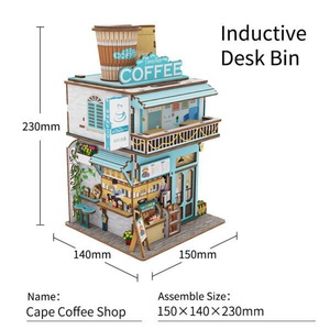 Tone-Cheer DIY 3D Houten Bouwpakket Bureau Opbergvak/Prullenbakje Cape Coffee Shop