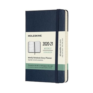 Moleskine Weekly Notebook Diary/Planner Pocket Sapphire Blue Hardcover 18 maanden 202-2021