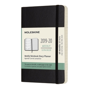 Moleskine Weekly Notebook Diary/Planner Pocket Black Softcover 18 maanden 2020-2021