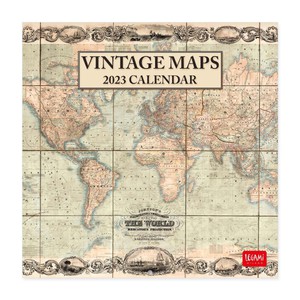 Uncoated Paper Vintage Maps Wall Calendar 2023