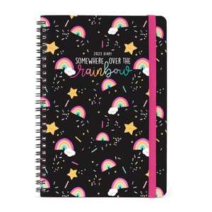 Large Weekly Spiral Bound Diary 12 Month 2023 - Rainbow