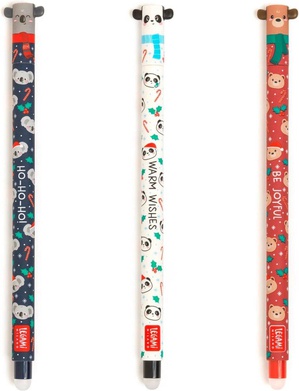 Legami Writing is Magic Kerst - Set van 3 uitwisbare pennen Limited Edition