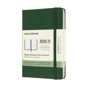 Moleskine Weekly Notebook Diary/Planner Pocket Myrtle Green hardcover 18 maanden 2020-2021