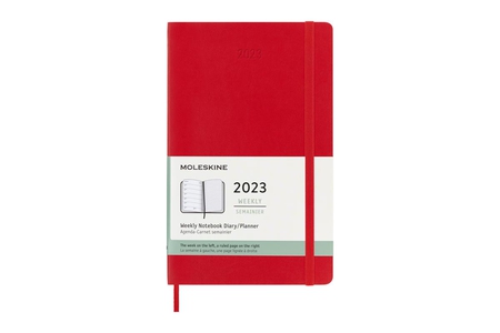 Moleskine Large Scarlet Red 12M Weeknotitie Agenda 2023 Softcover