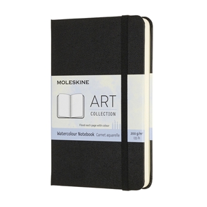 Moleskine Aquarell-Notizbuch Pocket/A6, 200g-Aquarellpapier, Schwarz