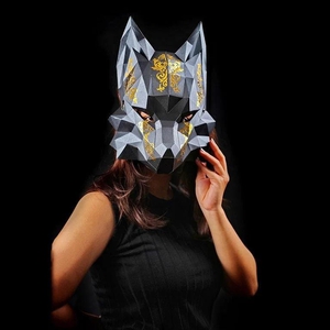 Papercraft World Futuristic Fox Mask Black
