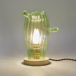 Tafellamp Cactus Groen Glas/Hout