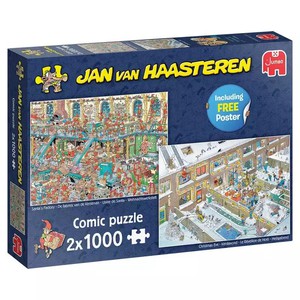 Puzzel Jan van Haasteren Kerst - De Fabriek van de Kerstman 1000 stukjes & Kerstavond 1000 stukjes