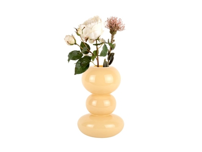 Present Time  Vase Bubbles Glass Large Soft Yellow
