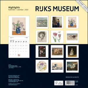 Rijksmuseum Highlights Maandkalender 2021