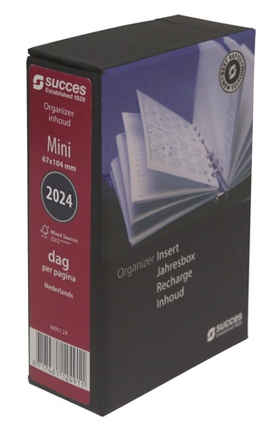 Succes Mini - Box met jaarinhoud - 1 dag per pagina - Wit - Nederlandstalig - Agenda 2024