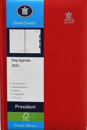 Ryam Mundior President Rood - Dag per Pagina - Wit - Agenda 2024