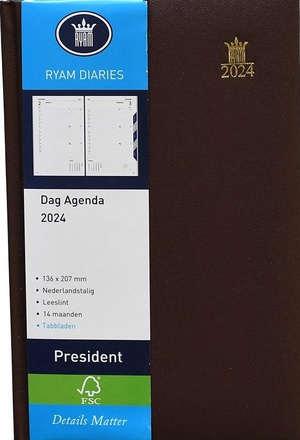 Ryam Mundior President Bruin - Dag per Pagina - Wit - Agenda 2024