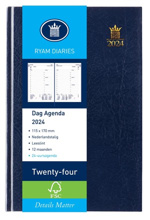 Ryam Twentyfour Mundior Blauw - Dag per Pagina - Wit - Nederlands - Agenda 2024