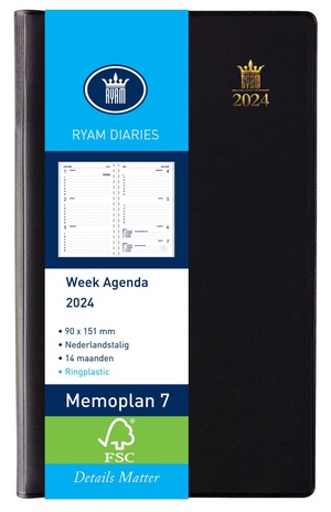 Ryam Memoplan 7 Ringplastic Staand Wit NL Suprema Zwart AZ Agenda 2024