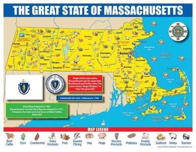 Massachusetts State Map for Students - Pack of 30