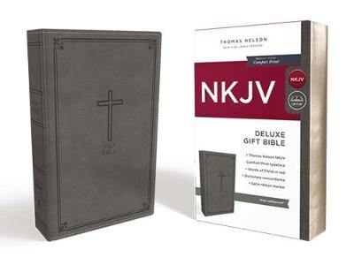 NKJV, Deluxe Gift Bible, Leathersoft, Gray, Red Letter, Comfort Print