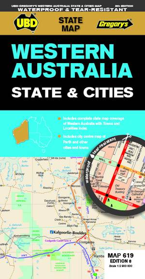 Western Australia State & Cities Map 619 8th ed (waterproof)