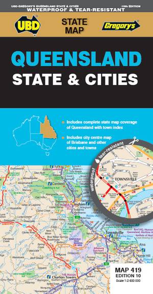 Queensland State & Cities Map 419 10th ed (waterproof)