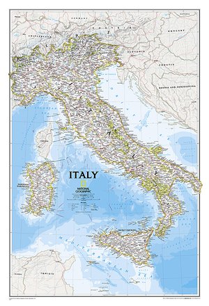Italië wandkaart geplastificeerd