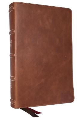 NKJV, Single-Column Reference Bible, Verse-by-verse, Brown Genuine Leather, Red Letter, Comfort Print (Thumb Indexed)