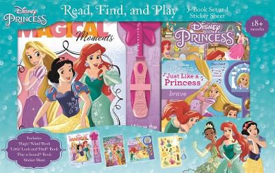 Disney Princess: Read, Find, and Play 3-Book Look and Find and Sound Book Set and Sticker Sheet
