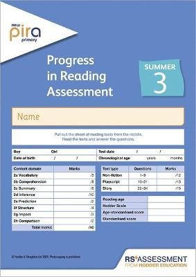 New PiRA Test 3, Summer PK10 (Progress in Reading Assessment)