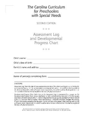 Assessment Log and Developmental Progress Charts Preschoolers with Special Needs (CCPSN)