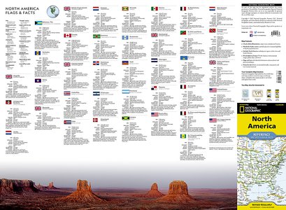 National Geographic North America Map (Folded with Flags and Facts)