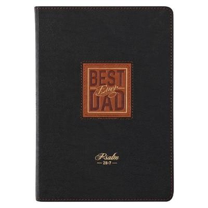Classic Faux Leather Journal Best Dad Ever Black/Tan Flexcover Inspirational Notebook W/Ribbon Marker, 336 Lined Pages