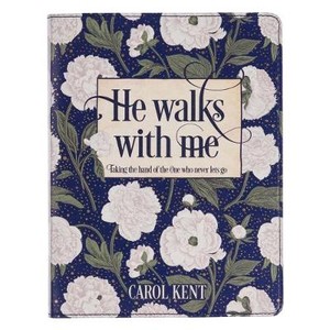 He Walks with Me Devotional, Taking the Hand of the One Who Never Lets Go - Blue Floral Faux Leather Gift Book for Women