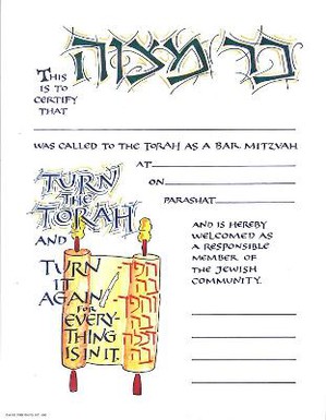 Bar Mitzvah Certificate 10-pack