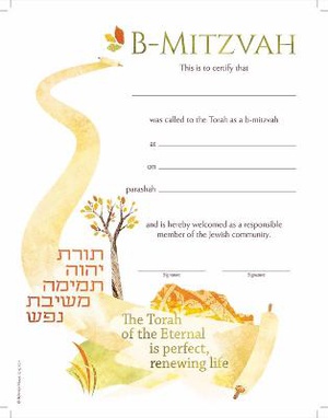 B-Mitzvah Gender Neutral Certificate 5-pack