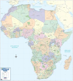 Afrika executive politiek 2-delig wandkaart