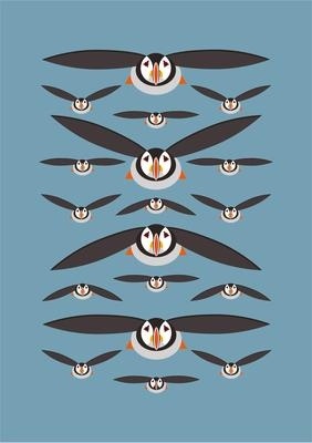 I Like Birds: Flying Puffins Hardback Notebook