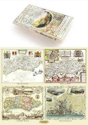 A County of Sussex 1611 – 1836 – Fold Up Map that features a collection of Four Historic Maps, John Speed’s County Map 1611, Johan Blaeu’s County Map of 1648, Thomas Moules County Map of 1836 and a Plan of the City of Brighton from 1851 by John Tallis. The maps feature a number of vignette views from the period including Brighton’s Chain Pier. 