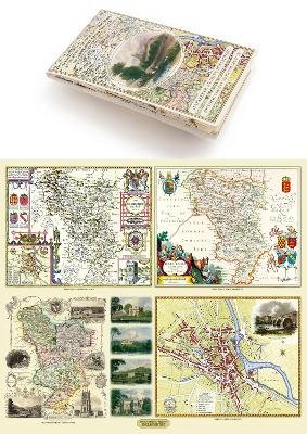 Derbyshire 1610 – 1836 – Fold Up Map that features a collection of Four Historic Maps, John Speed’s County Map 1611, Johan Blaeu’s County Map of 1648, Thomas Moules County Map of 1836 and Cole and Roper’s Plan of the City of Derby 1806. The map’s also features early views of Barlborough Hall, Doveridge House, Chatsworth House and Tissington Hall.