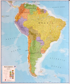 Zuid-Amerika politiek wandkaart