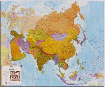 Azië politiek wandkaart