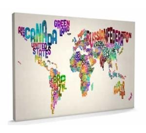Maps International World Map Text Art Large Canvas