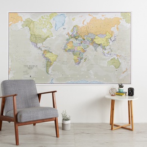 World political classic huge wall map laminated